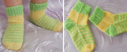Как вязать носки на 2 спицах