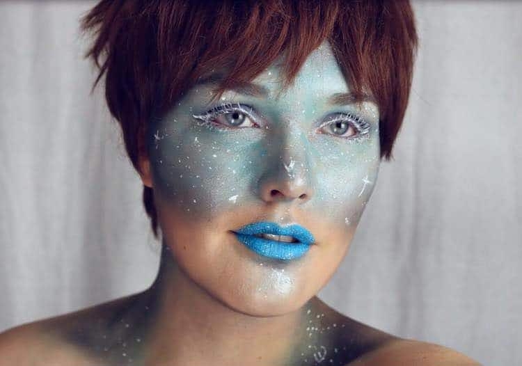 Галактический макияж, галактические веснушки, макияж космос, макияж вселенная