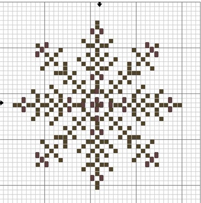 Снежинка: вышивка крестом, гладью и бисером по схеме