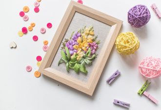 Вышиваем лентами букет люпинов ко дню всех влюбленных