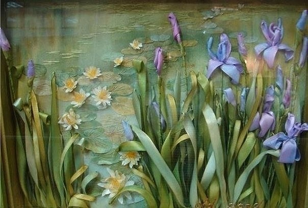 Живые картины от Анжелы Юклянчук .Она не вышивает, она рисует лентами, едва касаясь полотна! Настоящий талант от Бога!