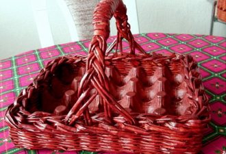 корзинка из газетных трубочек
